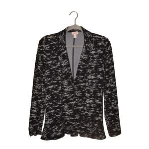 LOGO LORI GOLDSTEIN $87 Mini Camo French Terry Blazer Black Gray XXS